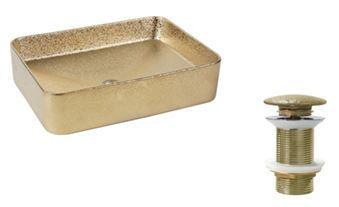 CUBA DE SOBREPOR RETANGULAR 50X37 COM ACABAMENTO DA SUPERFICIE NA COR GOLD FOSCA - CÓDIGO: R1555037135GF