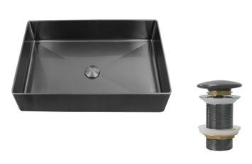 CUBA DE SOBREPOR RETANGULAR 50X37 COM ACABAMENTO DA SUPERFICIE NA COR GREY FOSCA