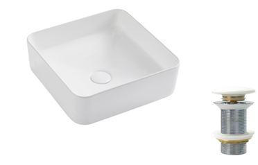 CUBA DE SOBREPOR QUADRADA COM ACABAMENTO DA SUPERFICIE NA COR BRANCO FOSCO