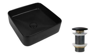 CUBA DE SOBREPOR QUADRADA COM ACABAMENTO DA SUPERFICIE NA COR PRETO FOSCO