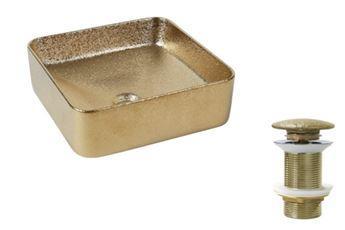 CUBA DE SOBREPOR QUADRADA COM ACABAMENTO DA SUPERFICIE NA COR ROSE GOLD FOSCA