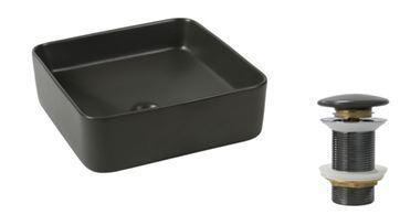 CUBA DE SOBREPOR QUADRADA COM ACABAMENTO DA SUPERFICIE NA COR GREY FOSCA