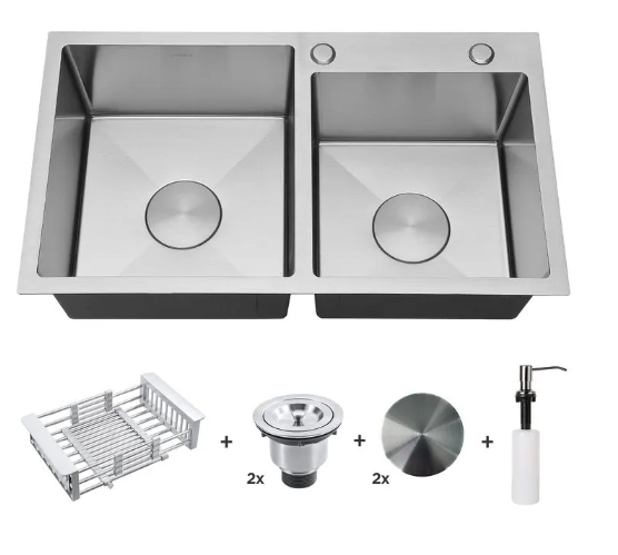 CUBA SOLO 201-DI INOX ESCOVADO C/ ACESSÓRIOS1 x ARE-STD201-DI2 x ARE-V114-01-AE / 2 x ARE-V114-02-AE1 x ARE-DS01-AB / 1