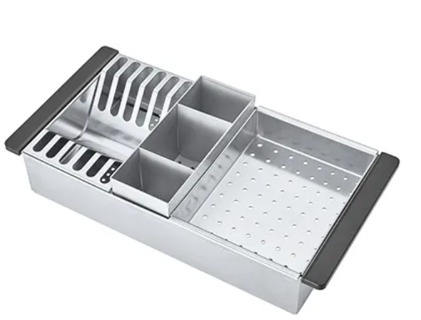 ESCORREDOR INOX ESCOVADO E01 COM KIT ACESSÓRIOS