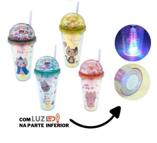 Copo Plastico Com Luz de Led  450Ml - Golden Rio