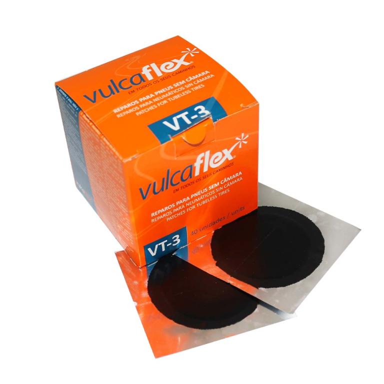 REPARO PARA PNEU SEM CAMARA 60MM CAIXA COM 40 PEÇAS - VT-3 - VULCAFLEX