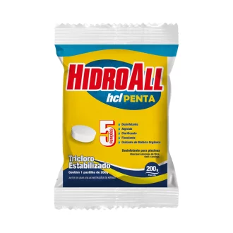 PASTILHA DE CLORO HCL PENTA 5 FUNCOES TABLETE 200g HIDROALL
