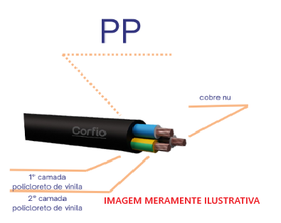 CABO PP 500V 2X1.5MM  PRETO