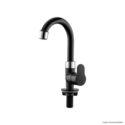 TORNEIRA LAVATORIO MESA ABS BICA ALTA TIVOLI PRETA/CROMADA HERC 1000000534