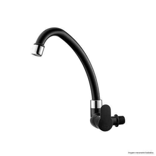 TORNEIRA PAREDE BICA MOVEL AREJADOR FIXO TIVOLI PRETA/CROMADA HERC 1000000521