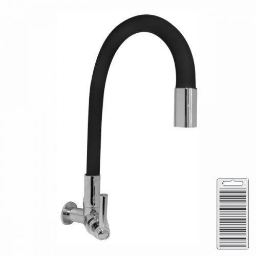 TORNEIRA COZINHA EMBORRACHADA PAREDE BICA MÓVEL PRETA 1/4 VOLTA
