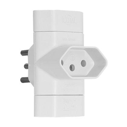 PINO BIPOLAR 3 SAIDAS 2P E T 10A BRANCO ILUMI