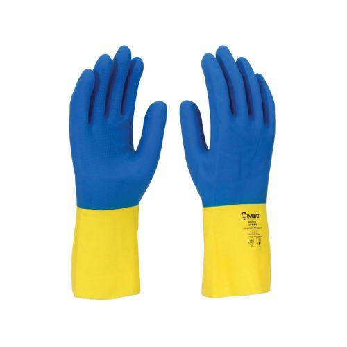 LUVA DE LATEX NEOPRENE BICOLOR (AMARELO/AZUL) 8 IMBAT LV-NLB-8