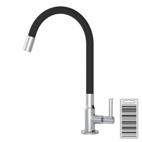 TORNEIRA COZINHA EMBORRACHADA BANCADA BICA MÓVEL PRETA 1/4 VOLTA C-70