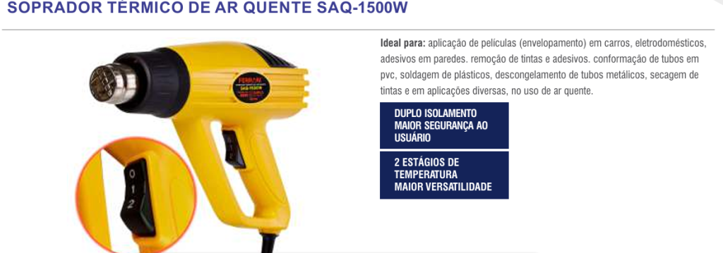 SOPRADOR TERMICO AR QUENTE FERRARI SAQ-1500W-220V
