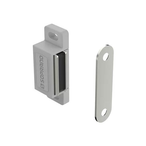 FECHO MAGNETICO C/BATENTE 2 FUROS BRANCO