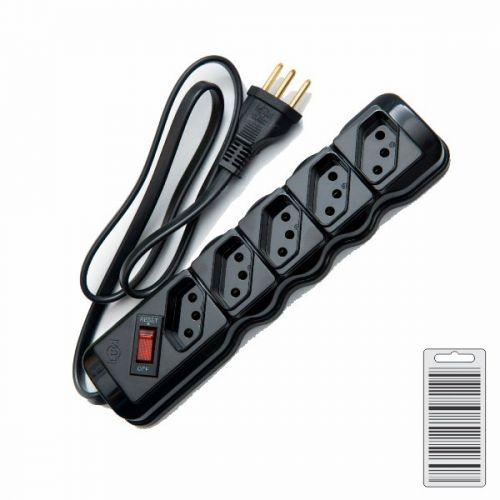 FILTRO LINHA BIVOLT PRETO 2P+T 10A 5 TOMADAS CABO C/1M - 34017