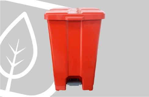 LIXEIRA QUADRADA 60L C/PEDAL VERMELHA