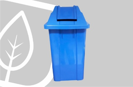 LIXEIRA QUADRADA 60L TAMPA VAI-VEM AZUL