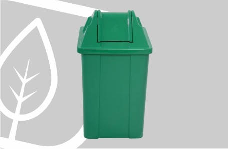 LIXEIRA QUADRADA 60L TAMPA VAI-VEM VERDE