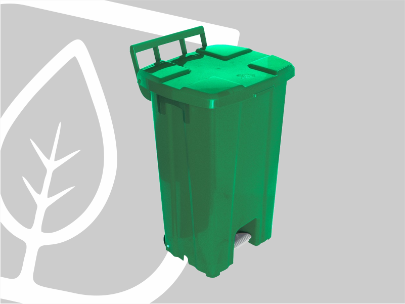 LIXEIRA QUADRADA 100L C/PEDAL S/RODAS VERDE