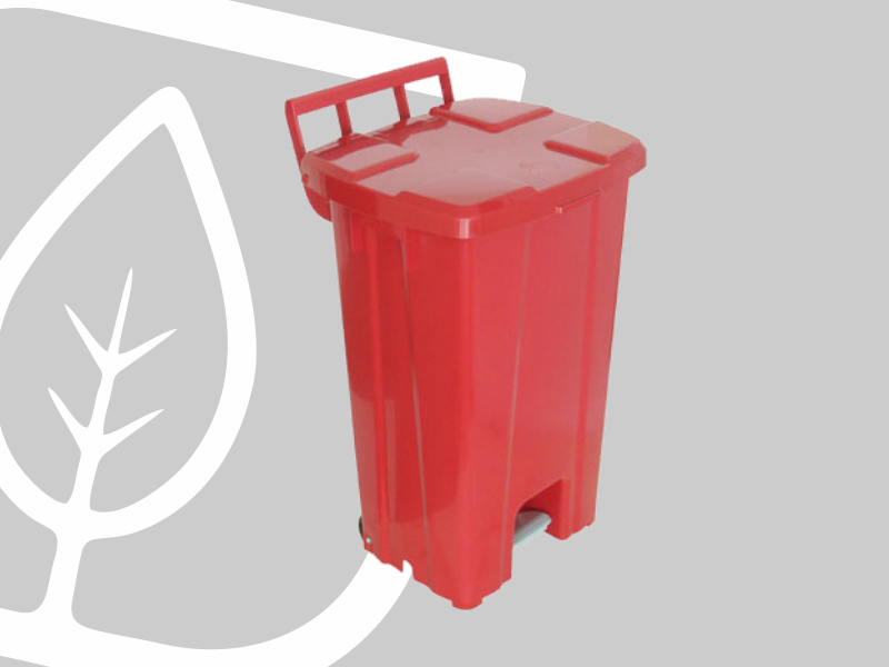 LIXEIRA QUADRADA 100L C/PEDAL S/RODAS VERMELHA