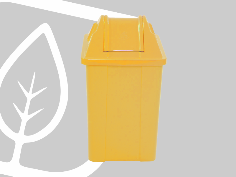 LIXEIRA QUADRADA 100L TAMPA VAI VEM AMARELA