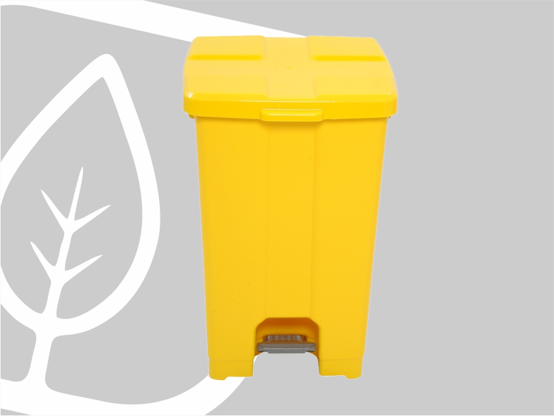 LIXEIRA QUADRADA 60L C/PEDAL AMARELA