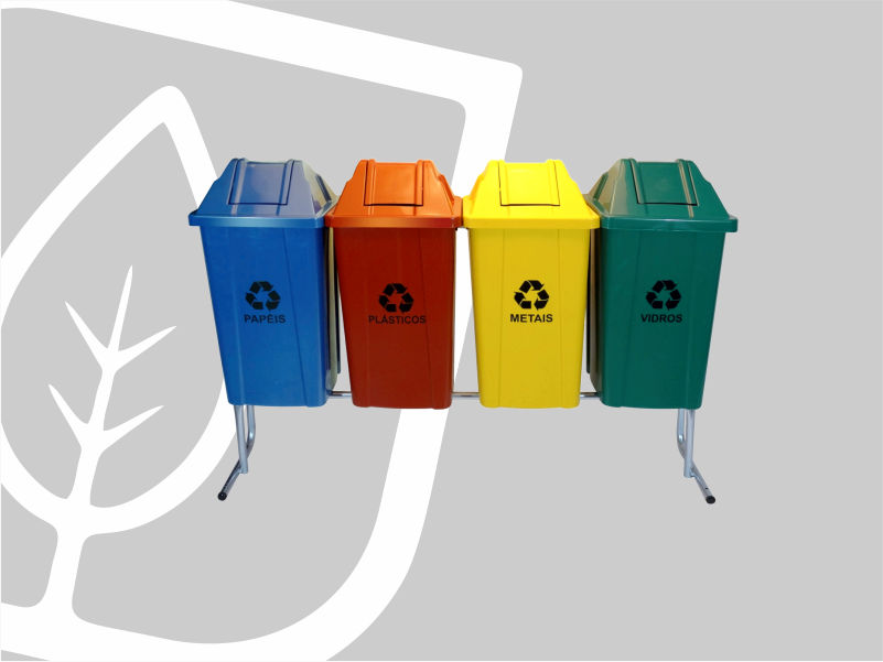 CONJUNTO COLETA SELETIVA 60L C/4 CESTOS TAMPA VAI VEM
