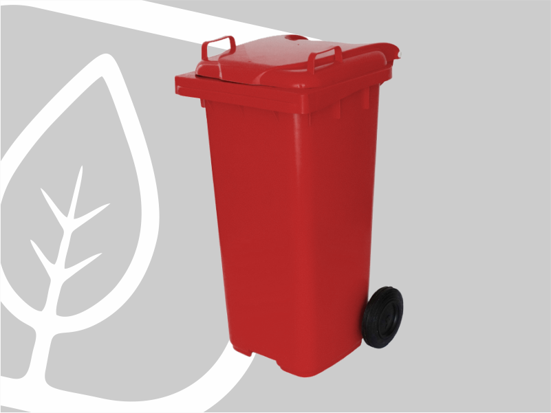 CONTENTOR 120L C/ RODAS VERMELHO