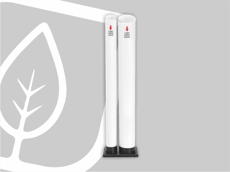 LIXEIRA COPOS AGUA E CAFE 2 TUBOS BRANCA
