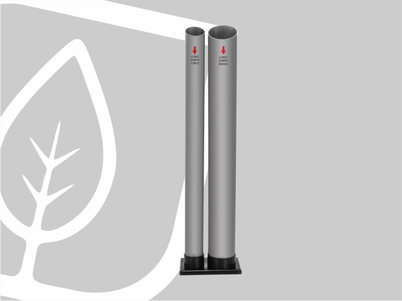 LIXEIRA 2 TUBOS AGUA/CAFE CINZA