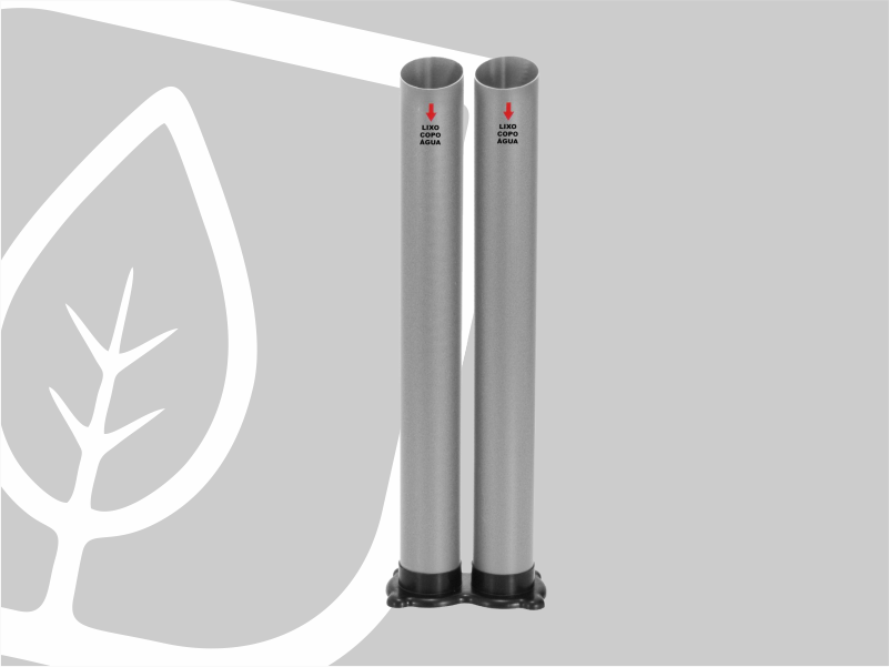 LIXEIRA DE COPOS 2 TUBOS AGUA CINZA