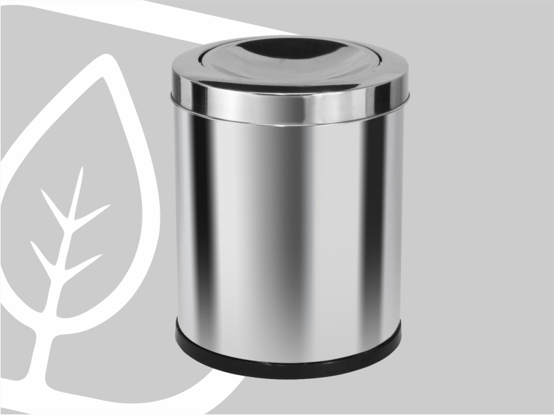 LIXEIRA INOX C/TAMPA MEIA-ESFERA 13,5L