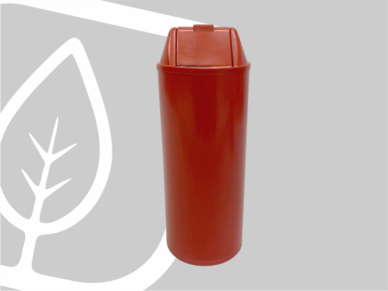 LIXEIRA PLAST 50CM C/TP VAI-VEM VERM.