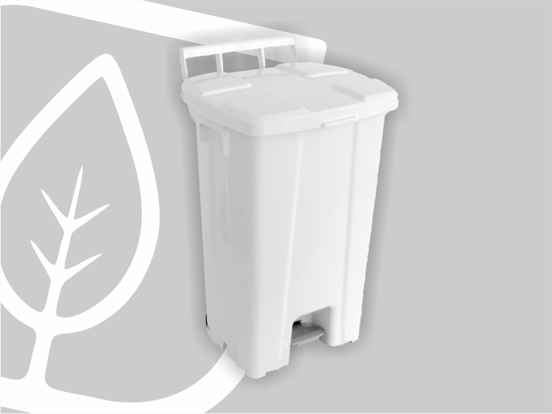 LIXEIRA QUADRADA 100L C/PED C/ROD BRANCO