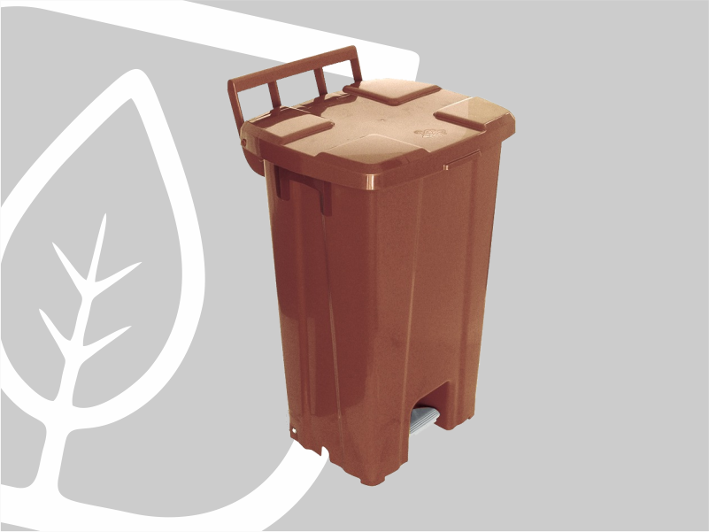 LIXEIRA QUADRADA 100L C/PED S/ROD MARROM