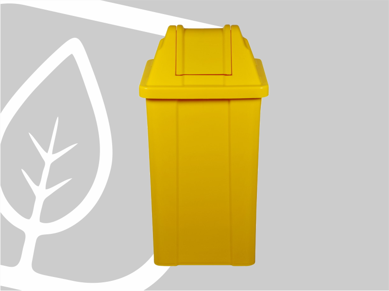 LIXEIRA QUADRADA 25L TAMPA VAI-VEM AMARE