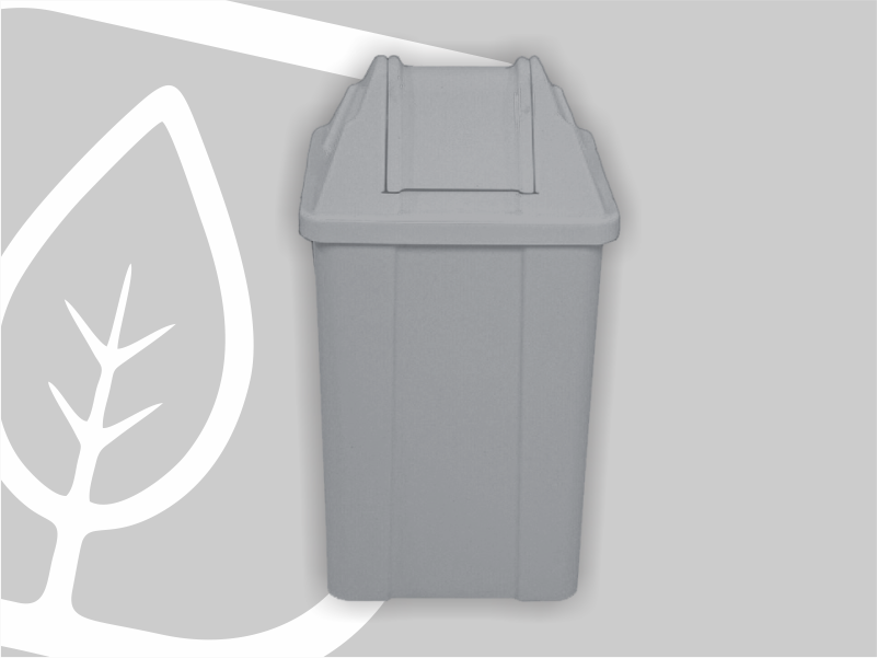 LIXEIRA QUADRADA 60L TAMPA VAI-VEM CINZA