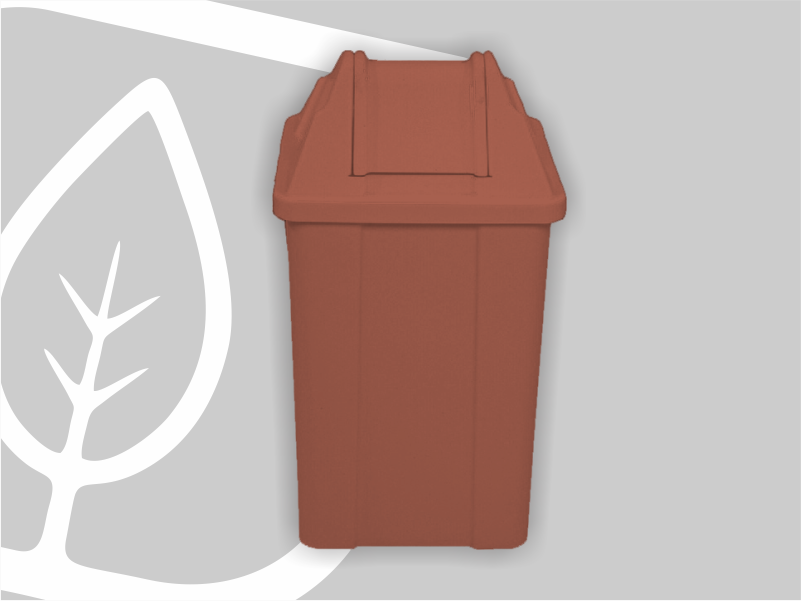 LIXEIRA QUADRADA 60L TAMPA VAI-VEM MARRO