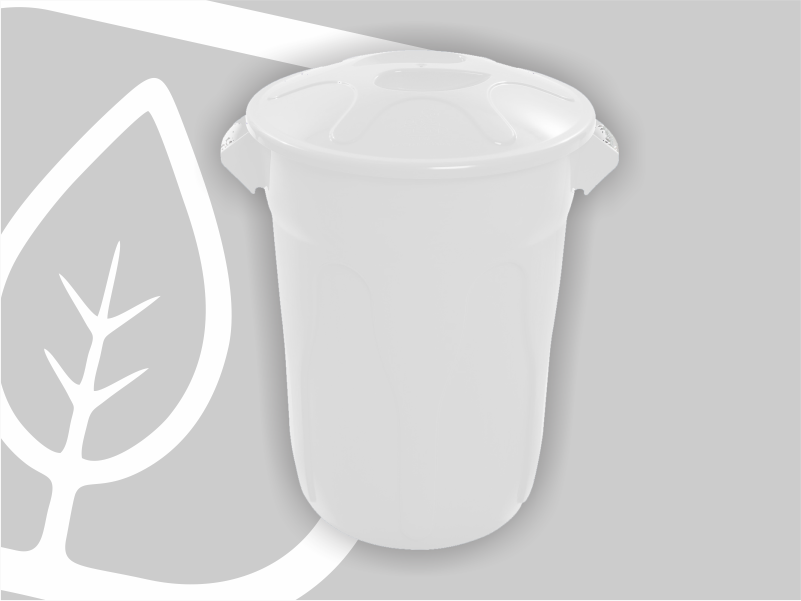 LIXEIRA REDONDA 100L C/ TAMPA BRANCA