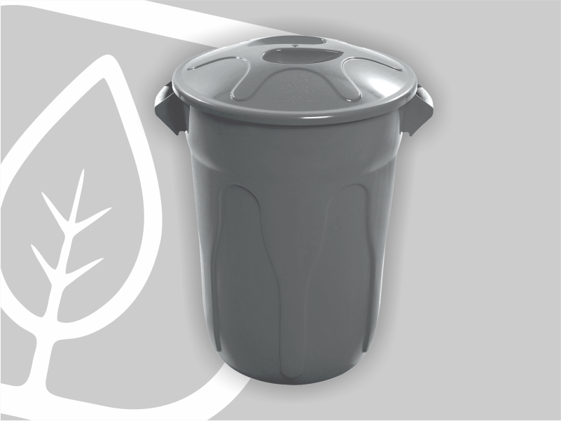 LIXEIRA REDONDA 100L C/ TAMPA CINZA