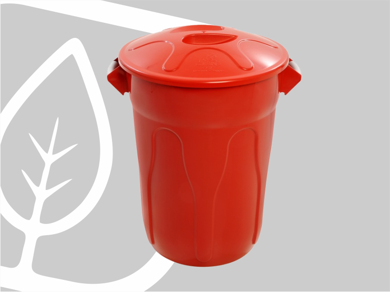 LIXEIRA REDONDA 100L C/ TAMPA VERMELHA