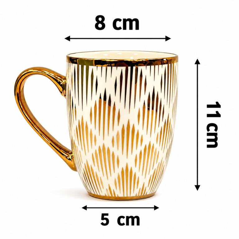 A Caneca de Porcelana Estampa Marroquina Dourada STR005, Caixa c/72 UN, colocar no carrinho somente múltiplos da caixa.