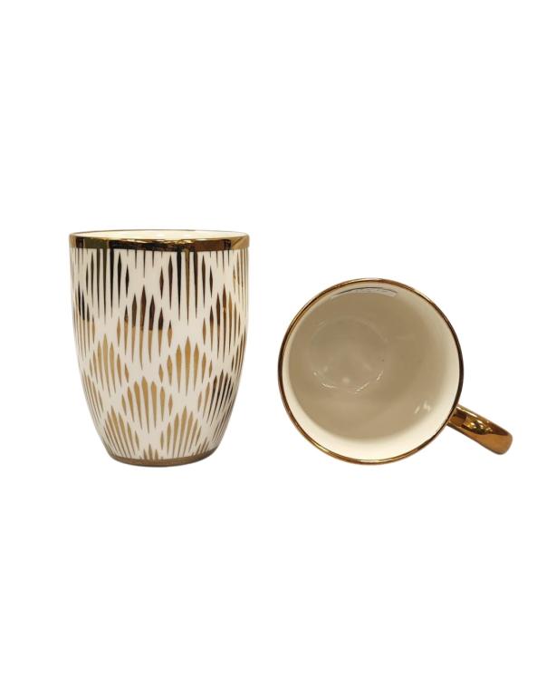 A Caneca de Porcelana Estampa Marroquina Dourada STR005, Caixa c/72 UN, colocar no carrinho somente múltiplos da caixa.