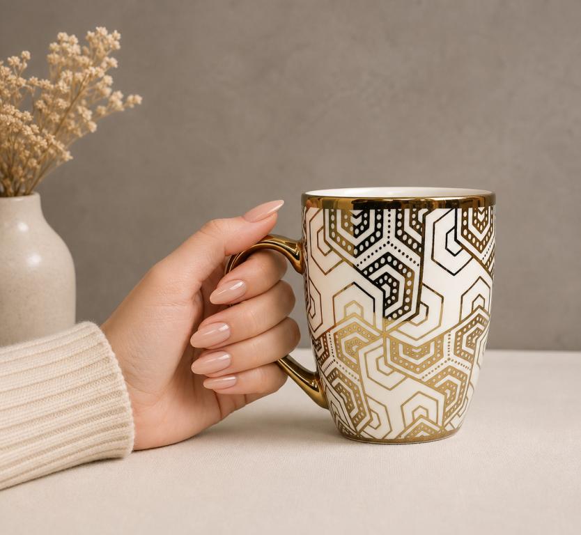 A Caneca de Porcelana com Desenhos em 3D Dourado STR008, Caixa c/72 UN, colocar no carrinho somente múltiplos da caixa.