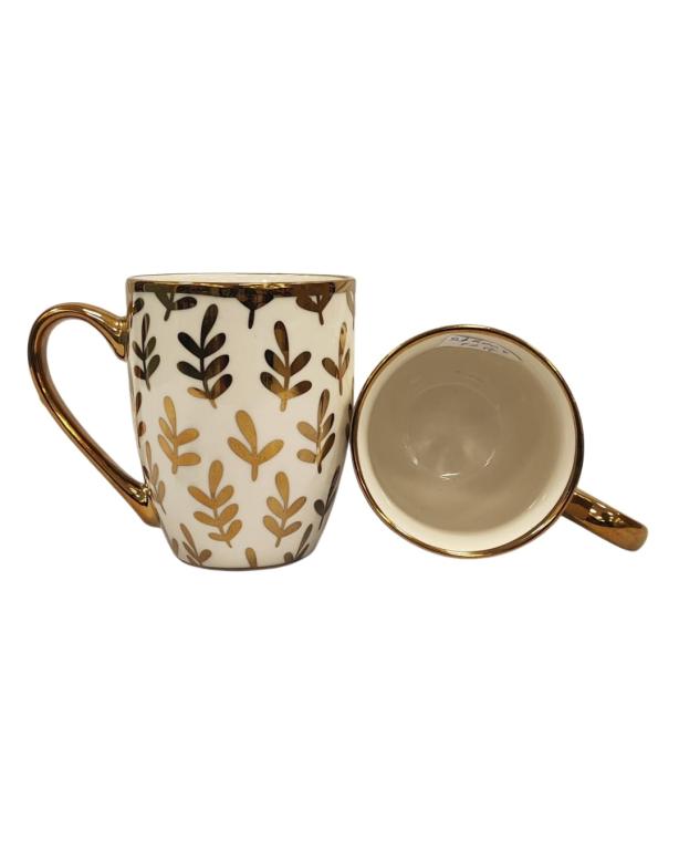 A Caneca de Porcelana Estampada Flores em Dourado STR004, Caixa c/72 UN, colocar no carrinho somente múltiplos da caixa.