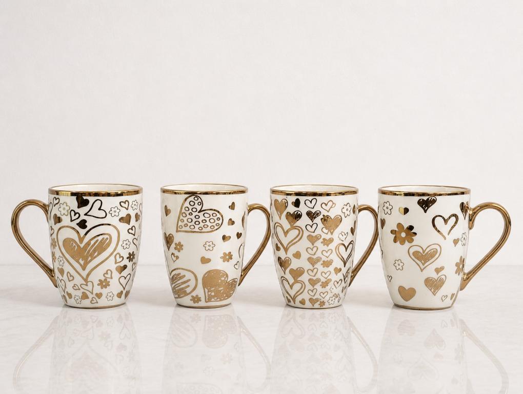 A Caneca de Porcelana com Coração Dourado STR020, Caixa c/72 UN, colocar no carrinho somente múltiplos da caixa.