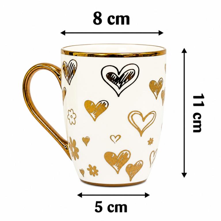 A Caneca de Porcelana com Coração Dourado STR020, Caixa c/72 UN, colocar no carrinho somente múltiplos da caixa.