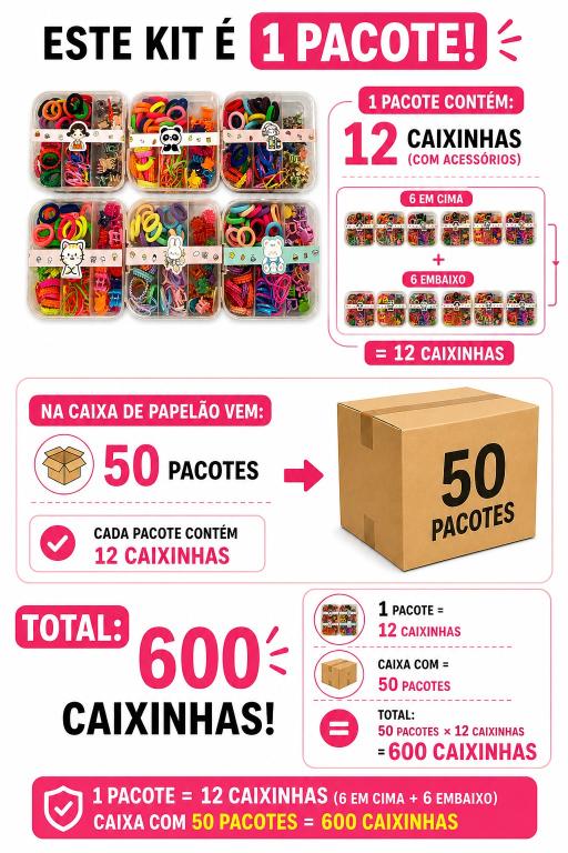 K Kit de Acessórios Infantil para Cabelo MS669, Pac c/12 UN, colocar no carrinho somente múltiplos do pac.